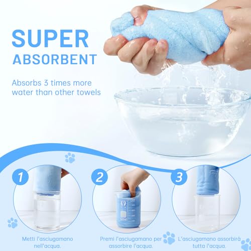 5Pcs 29.5 x 13.77'' Cat Towels Microfiber Pack Bulk, Quick Drying Absorbent Pet Puppy Towels for Pet Kitten Grooming，Hair Drying Small Puppy Dog，Bathing Shower