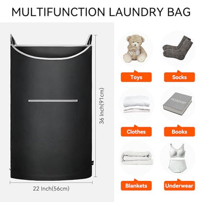 XL Hanging Laundry Hamper, 2PC-Black, Over Door/Wall Mount, Large Capacity, Modern Design, Durable, Waterproof - color: Black, size: 2PC-XL
