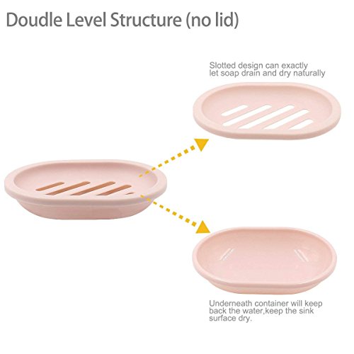 TOPSKY 2-Pack Soap Dish with Drain, Soap Holder, Soap Saver, Easy Cleaning, Dry, Stop Mushy Soap (Pink) - color: Pink