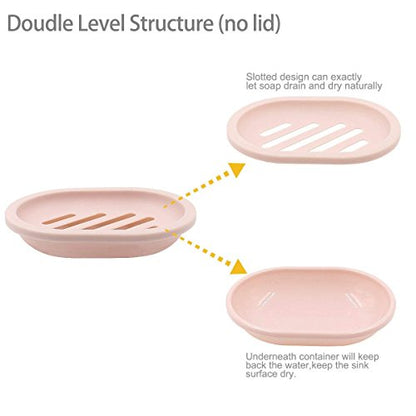 TOPSKY 2-Pack Soap Dish with Drain, Soap Holder, Soap Saver, Easy Cleaning, Dry, Stop Mushy Soap (Pink) - color: Pink