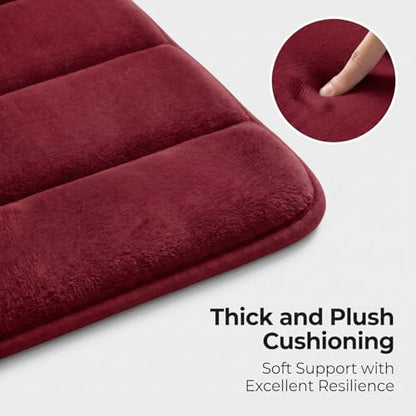 2 Piece Memory Foam Bath Mat Set, Extra Soft Absorbent Bathroom Rugs with U-Shaped Toilet Rug, Non-Slip Backing, Machine Washable, 24x16 + 20x20 U-Shaped, Burgundy - color: Burgundy