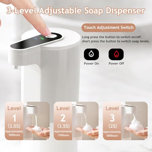 Automatic Soap Dispenser Touchless, Liquid & Foaming Soap Dispensers, USB Rechargeable Smart Hand Soap Dispenser, 3-Level Adjustable, 12.2oz/360ml (2 Pcs Foam Set White) - color: 2 Pcs Foam Set White