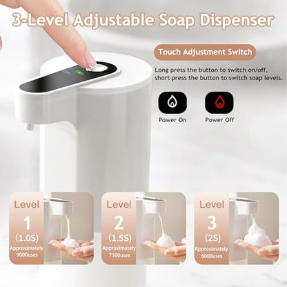 Automatic Soap Dispenser Touchless, Liquid & Foaming Soap Dispensers, USB Rechargeable Smart Hand Soap Dispenser, 3-Level Adjustable, 12.2oz/360ml (2 Pcs Foam Set White) - color: 2 Pcs Foam Set White
