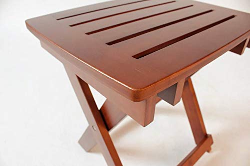 URFORESTIC Portable Shower Bench-Bamboo Folding Shower Stool Seat Chair Fully Assembled-Hold Up to 500 LBS
