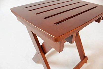 URFORESTIC Portable Shower Bench-Bamboo Folding Shower Stool Seat Chair Fully Assembled-Hold Up to 500 LBS