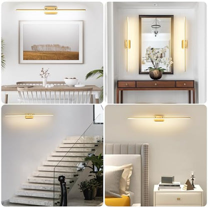 LED Bathroom Vanity Light, Modern Bathroom Light Fixture Over Mirror (3000K/4000K/6000K, Dimmable), Vanity Light Bar with Angle Adjustable, 48 Inch, Brass - color: Brass, size: 48 inch