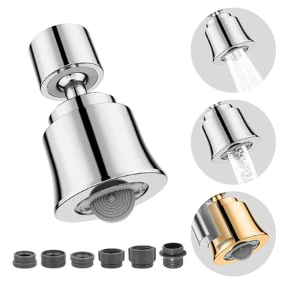 Metal Swivel Sink Faucet Aerator/Extender | 360° Swivel Faucet Sprayer Nozzle for Kitchen Bathroom, Dual Modes Sink Sprayer Attachment, Anti-clogging Design, Silver - color: Chrome