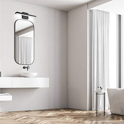 Ralbay 15.7 inch Modern LED Black Vanity Light 12W Frosted Aluminum for Bathroom Vanity Lighting Fixtures Cool White 6000K - color: Black, size: 15.7 inch