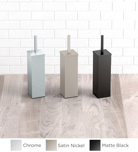 Gatco 1489 Elegant Square Toilet Brush Holder, Satin Nickel - color: Satin Nickel, size: 15"H, style: Elegant