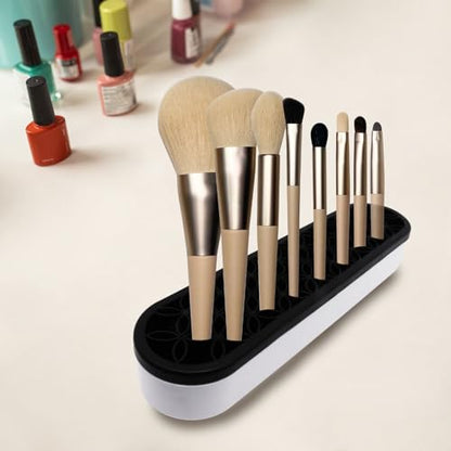 1Pcs Black Silicone Makeup Brush Holder Make Up Brush Holder Stand Makeup Brushes Storage for Painting Pen Brushes Nail Clippers Drill Pens Ruler Sewing Craft Tools - color: Black
