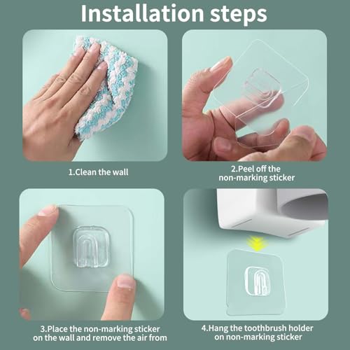 Magnetic Toothbrush Holder,Toothbrush Holder with Cup,Magnetic Suspensible Handstand Adsorption Toothbrush Cup Rack,Saving Bathroom Countertop Organizer (４ Cup