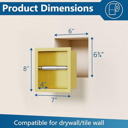 Neodrain Gold Recessed Toilet Paper Holder,for Standard/Mega Roll | 304 Stainless Steel,Built-in Wall Toilet Paper Holder ,Stylish Mega Roll Tissue Dispenser for Bathroom, RV - color: Gold