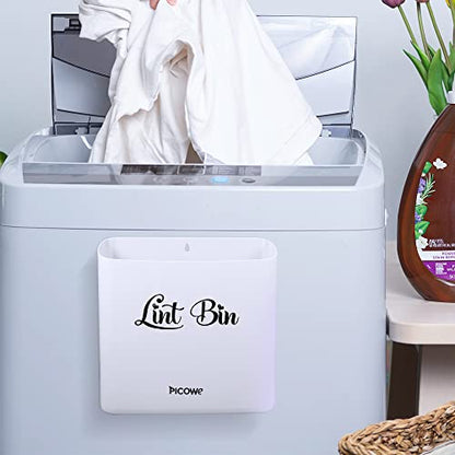 Picowe Magnetic Laundry Storage, Large Lint Holder Bin for Laundry Room, Space-Saving Trash Container Hanging on Dryer, Washer or Wall Mount (Gray White) - size: L Design - White