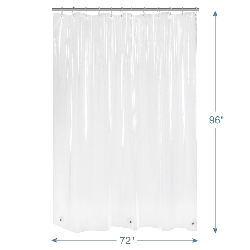 Extra Long Shower Curtain Liner, 72 x 96 Clear Plastic Shower Liner PEVA Waterproof Medium Weight Shower Curtains for Bathroom with Magnets and Grommets - color: Clear, size: 72"W x 96"L (Pack of 1)