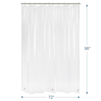 Extra Long Shower Curtain Liner, 72 x 96 Clear Plastic Shower Liner PEVA Waterproof Medium Weight Shower Curtains for Bathroom with Magnets and Grommets - color: Clear, size: 72"W x 96"L (Pack of 1)
