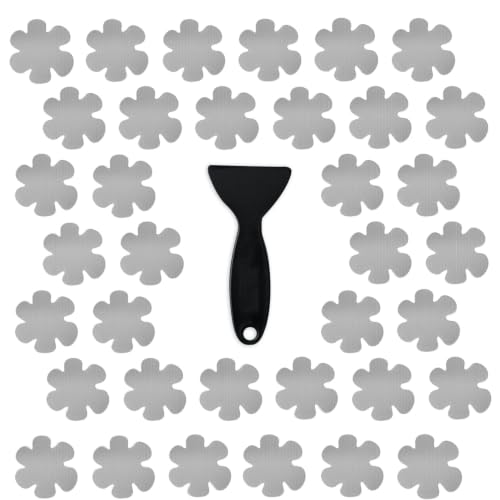 Secopad 36PCS Snowflake Non Slip Bathtub Stickers with Scraper, Grey | Original Large Anti-Slip Treads, Comfortable PEVA Material, Strong Adhesive, Easy to Use, For Bath Tubs, Showers & Stairs - color: Grey