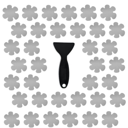 Secopad 36PCS Snowflake Non Slip Bathtub Stickers with Scraper, Grey | Original Large Anti-Slip Treads, Comfortable PEVA Material, Strong Adhesive, Easy to Use, For Bath Tubs, Showers & Stairs - color: Grey