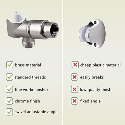 All Metal Handheld Shower Head Holder, Adjustable Shower Wand Holder with Brass Pivot Ball，Shower Arm Holder Mount for Connecting Shower Arm and Shower Hose，Nickel - color: Nickel