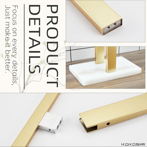 KOKOSIRI Hand Towel Bars Standing Towel Rack with Marble Base for Bathroom Kitchen Vanity Countertop, Gold Stainless Steel 15.7'' Height THS0001-SM-BG - color: Brushed Gold, size: 2-Bar