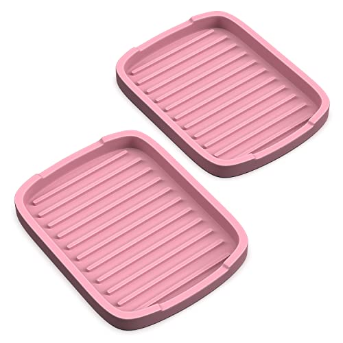 ZAPPOWARE Silicone Sponge Holder Soap Tray, Pink, Set 2pcs | 5.9" X 4.33" - color: Pink