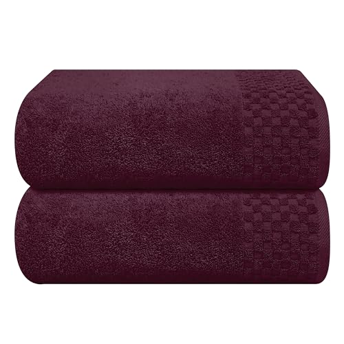 MyOwn Ultra Soft 2 Pack Oversized Bath Towel Set 28x55 inches, Cotton Large Bath Towels, Highly Absorbant Compact Quickdry & Lightweight Towel, Ideal for Gym Travel Camp Pool - Burgundy - color: Burgundy, size: 2 Pack Bath