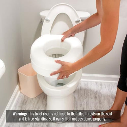 HealthSmart Enhanced Comfort 5" Raised (Round) Toilet Seat Risers for Seniors 5 Slip Resistant Pads FSA/HSA Eligible Padded Toilet Seat Elevation 15.7 x 15.2 x 6.1 - style: New and Improved