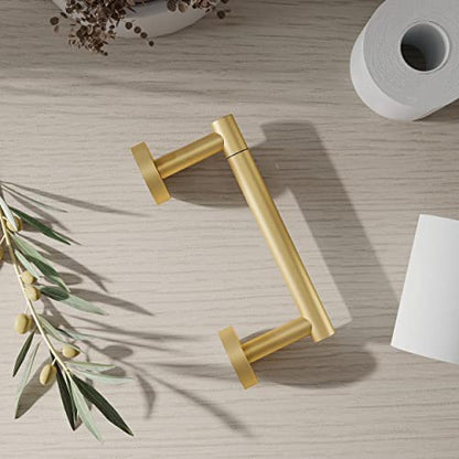 RARXTR Gold 2 Pack Toilet Paper Holder SUS304 Stainless Steel Double Post Pivoting Toilet Paper Roll Holder Wall Mounted Toilet Tissue Holder for Commercial Bathroom RV - color: Brushed Gold, size: Wall Mount 2 Pack