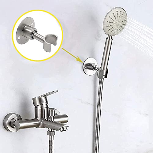 Shower Head Holder Wall Mount,Stainless Steel Handheld Shower Head Holder,Adjustable Shower Spray Holder Metal Shower Head Bracket - style: Brushed stainless steel