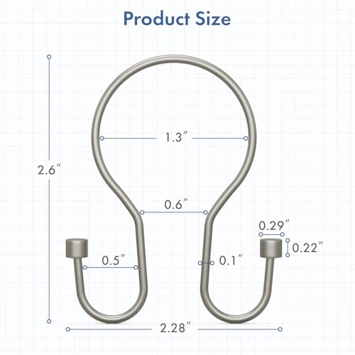 Bathway Shower Curtain Hooks Nickel Shower Curtain Rings with Cylindrical Design, 12Pcs Metal Shower Curtain Hooks Rust Proof, Smooth Glide Double Shower Hooks Rings for Shower Curtain - color: Matte Nickel, style: Minimalist Shower Hooks with Cylinders