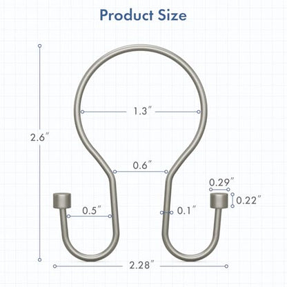Bathway Shower Curtain Hooks Nickel Shower Curtain Rings with Cylindrical Design, 12Pcs Metal Shower Curtain Hooks Rust Proof, Smooth Glide Double Shower Hooks Rings for Shower Curtain - color: Matte Nickel, style: Minimalist Shower Hooks with Cylinders