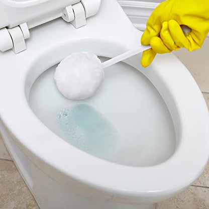 Eaasty 20 Pack Toilet Bowl Brush with Long Plastic Handle Bulk Disposable White Soft Swab Toilet Bowl Cleaners Mop with Silk Cotton Brush for Bathroom, 11 x 4.3 Inch