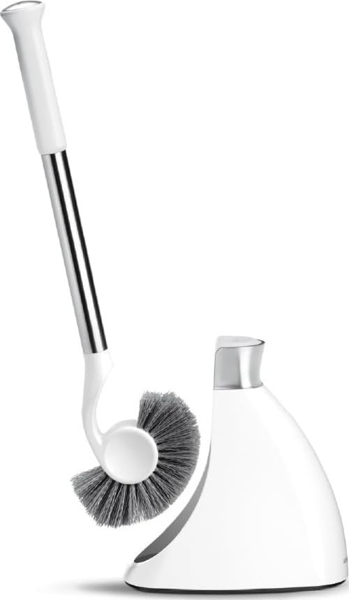 simplehuman Toilet Brush with Caddy, Stainless Steel, White - color: White, style: Toilet Brush
