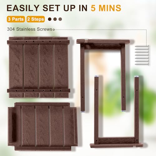NALONE Shower Bench, HDPE Shower Stool for Shaving Legs with Handle (Wood) | Indoor and Outdoor Use, All Weather and Long Last, Perfect for Inside Shower - size: Wood