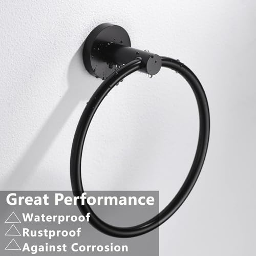 Matte Black Flip Toilet Paper Holder and Hand Towel Ring Set 2 Pieces Bathroom Hardware Accessories Set SUS 304 Stainless Steel Heavy Duty Wall Mounted Bathroom Holder - color: Black
