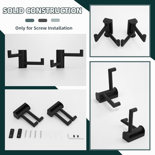 Angle Simple Swivel Towel Hook, 2 Pack Bathroom Robe Coat Hook, Matte Black | Solid SUS304 Stainless Steel Hand Towel Holder, Space Saver for Shower Entryway Closet, 2 Foldable Arms, Screws Wall Mount - color: Matte Black, size: 2 Pack