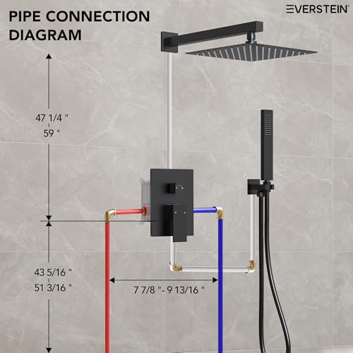 10 Inch High Pressure Rainfall Shower System with Handheld Spray, Wall Mount Bathroom Shower Faucet Set with Valve (Matte Black) - color: Matte Black