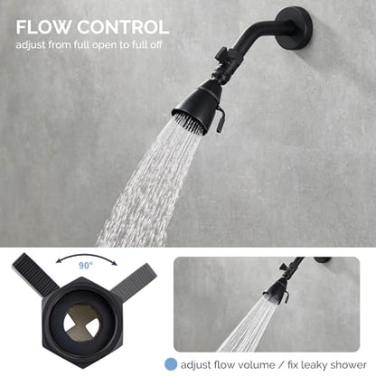 Angle Simple Shower Valve, Water Flow Control Shut Off Valve, Matte Black | Robust Brass Water Restrictor G 1/2, Pressure Reducer for Handheld Shower Head or Bidet Sprayer - color: Matte Black