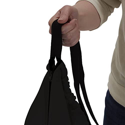 Household Essentials Door Hanging Laundry Bag in Washable Canvas with Loop Handle, Black - color: Black