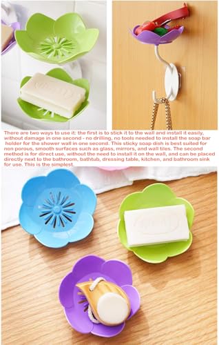 Soap Holder Shower,bar soap Holder,Adhesive Soap Dish for Bathroom Wall | Wall Mounted Self Draining,NO Drill Sponge Holder for Bathroom,Bathtub Kitchen Sink,Easy Cleaning,Keep Dry,2 tier,Blue - color: D-blue