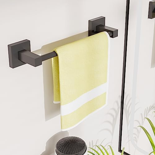 RUACQ Towel Bar 10" Towel Racks for Bathroom Wall Mounted, Matte Black | Hand Towel Holder, Total Length 12 Inch Single Towel Rod, 304 Stainless Steel, Rustproof, Square Base, Heavy Duty, Modern - color: Matte Black, size: 10 inch(Center to Center) Single