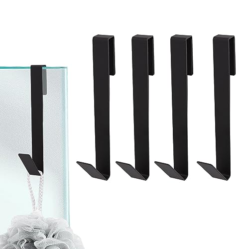 7 Inch Frameless Shower Door Hooks, Heavy Duty Stainless Steel Over the Door Towel Hooks for Glass Shower Door, No Drill Bathroom Robe Hooks, 4 Pack - size: 7 Inch