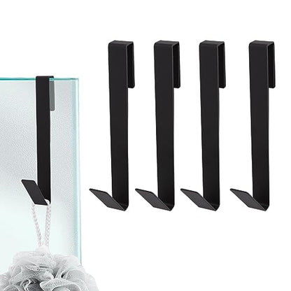 7 Inch Frameless Shower Door Hooks, Heavy Duty Stainless Steel Over the Door Towel Hooks for Glass Shower Door, No Drill Bathroom Robe Hooks, 4 Pack - size: 7 Inch