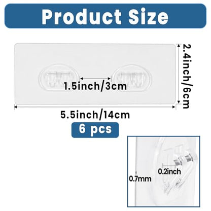 6 Pack Shower Caddy Adhesive Replacement, Shower Shelf Strong Adhesive Hooks, No Drilling, Transparent WaterProof Strips for Bathroom Shelves and Soap Holder - color: 6 Pack Double Hooks
