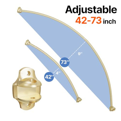 Curved Shower Curtain Rod, Rust Resistant, Adjustable Length 42-73 inches for Shower, Bathroom, Hole Punch Required-Gold - color: Gold