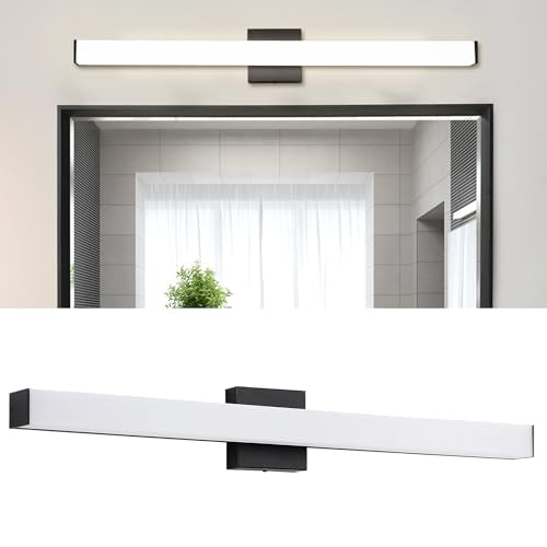 Bathroom Vanity Light Brushed Nickel Square LED 24 inch 14W 4000K Natural White Light Wall Bar Lighting Fixtures Over Mirror (Matte Black, 31.5in 4000K Dimmable) - color: Matte Black, size: 31.5in 4000K Dimmable