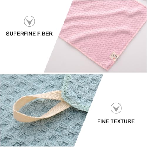 Healifty Quick-Drying Microfiber Face Towels 4pcs, Breathable Absorbent Square Saliva Washcloths, Soft Household Bath Towels with Hook, Multipurpose Bathroom and