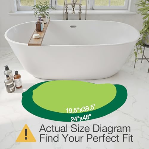 LUMI Cute Bathroom Rug Green Leaf, Absorbent Non Slip Bath Mat, 19.5"x39.5" | Palm Leaf Plant, Soft Plush Microfiber, Quick Dry, Washable for Shower Floor, Bathroom, Sink Bathtub, Bedroom, Kids Room - color: Ample Palm Leaf