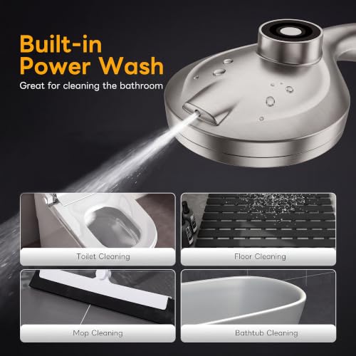 Superior Handheld Shower Head with Magnetic Docking System | 10-Function High Pressure Detachable Shower Head, 5-inch Shower head with 60 Inch Hose, Remote Dock, Brushed Nickel - color: Brushed Nickel
