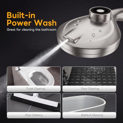 Superior Handheld Shower Head with Magnetic Docking System | 10-Function High Pressure Detachable Shower Head, 5-inch Shower head with 60 Inch Hose, Remote Dock, Brushed Nickel - color: Brushed Nickel