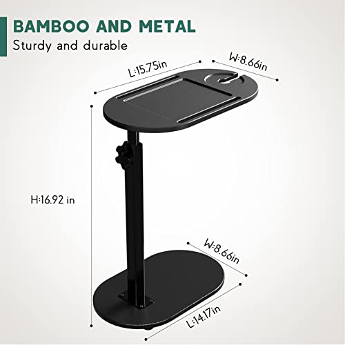 Bamboo Bathtub Tray Table with Adjustable Height | Freestanding Bathtub Caddy for Tub Against Wall, Tub Organizer Suitable for Luxury Spa - PATENT PROTECTED (Black) - color: Black